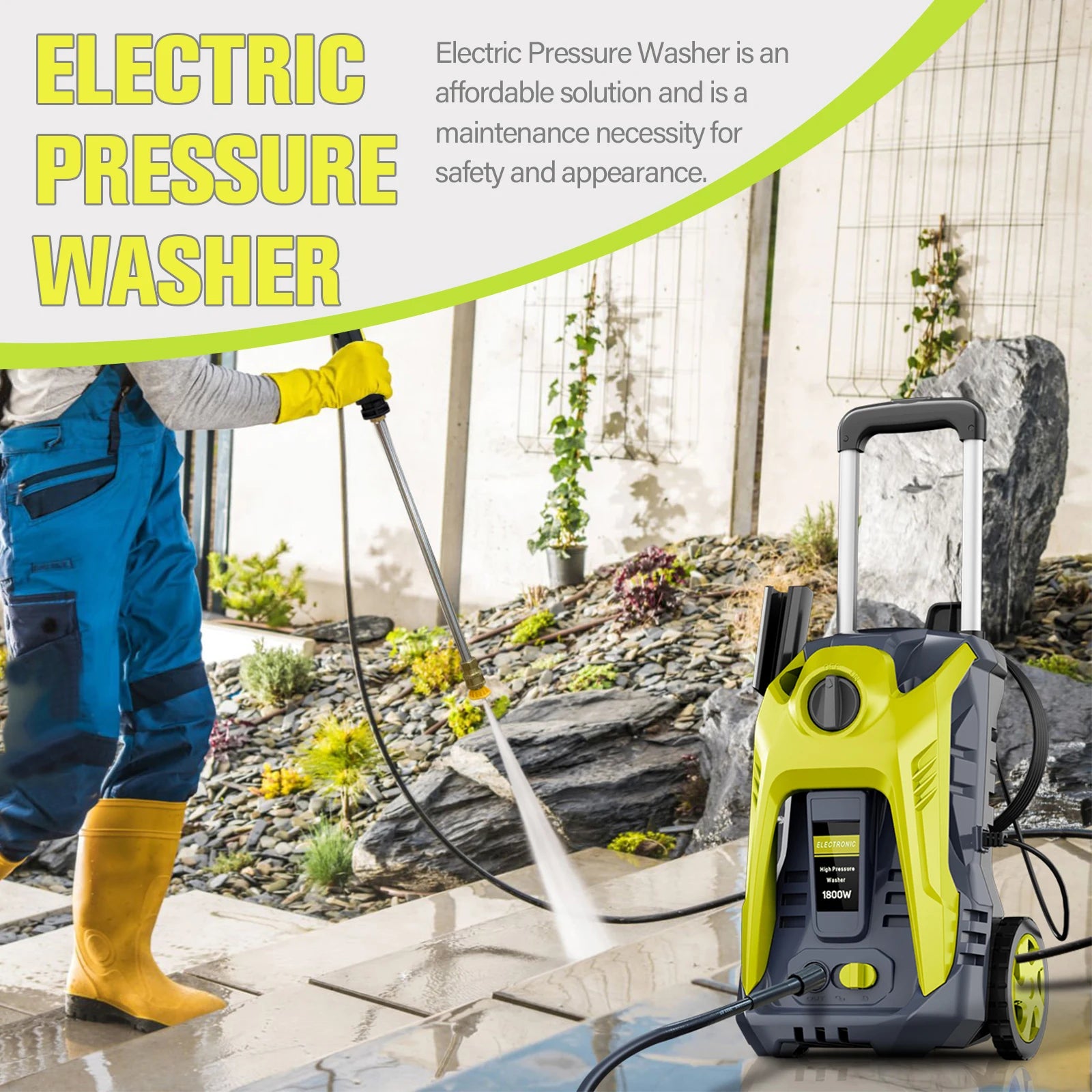 Electric Pressure Washer 4800PSI 2.9GPM Pressure Washer with 25 Ft Hose, 4 Quick Connect Nozzle,Cleaning for Pool, Patio, Car
