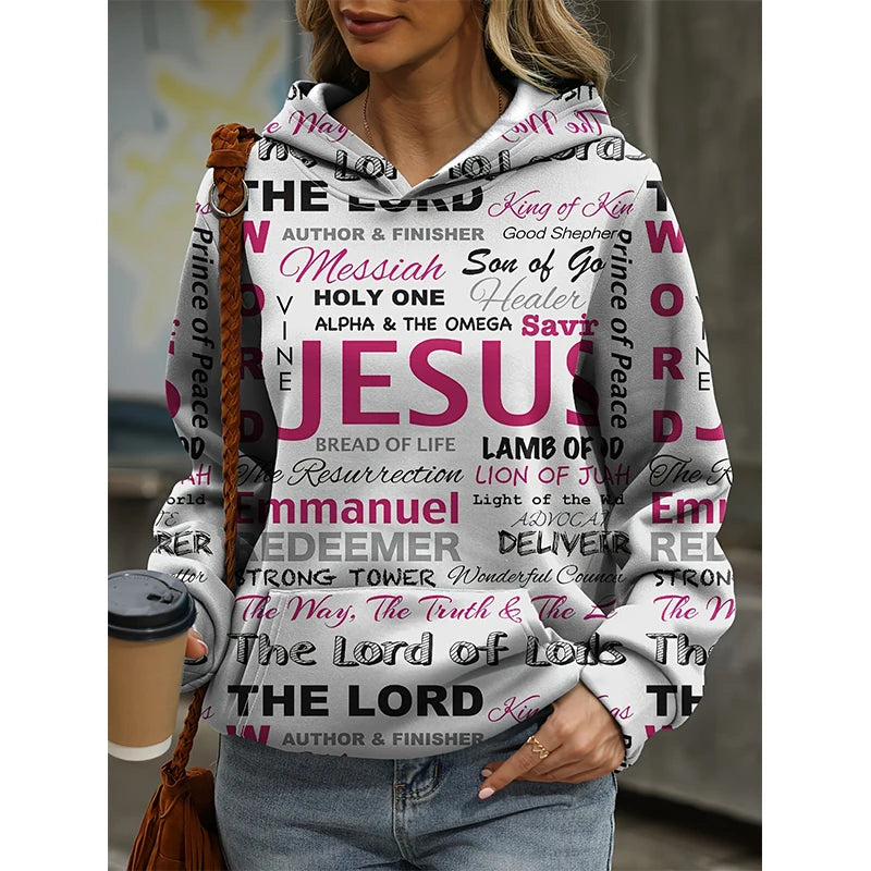 Jesus Letter 3D Print Hoodies Women Hooded Sweatshirts Hip Hop Streetwear Pullovers Harajuku Tracksuits Female Unisex Clothing