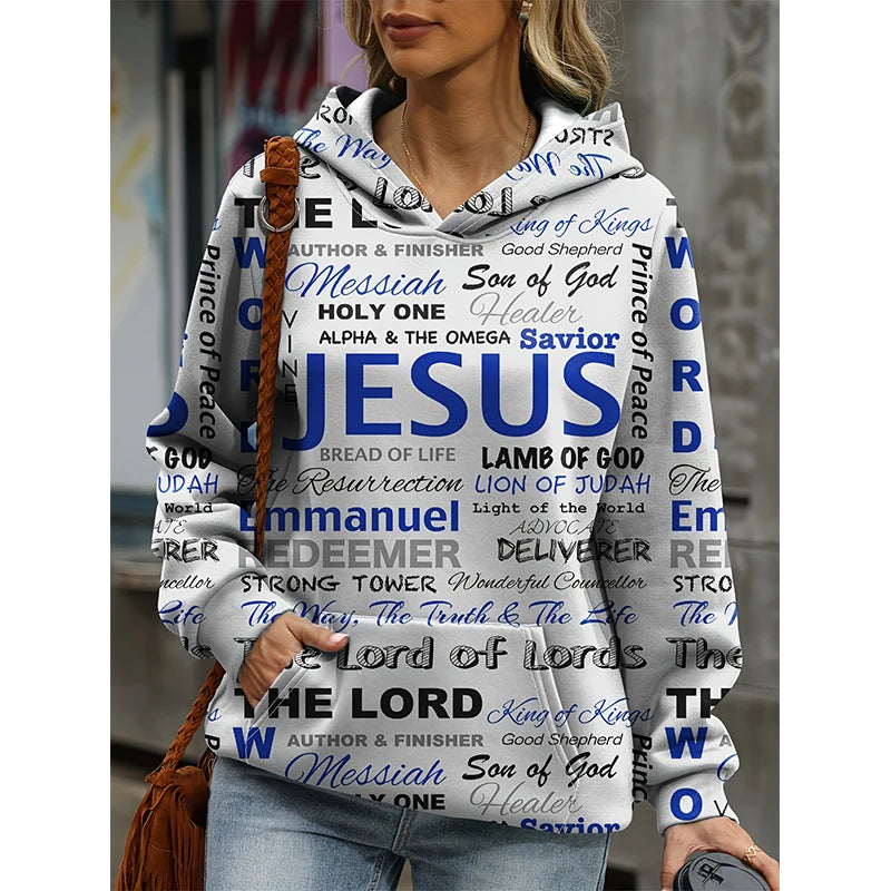 Jesus Letter 3D Print Hoodies Women Hooded Sweatshirts Hip Hop Streetwear Pullovers Harajuku Tracksuits Female Unisex Clothing