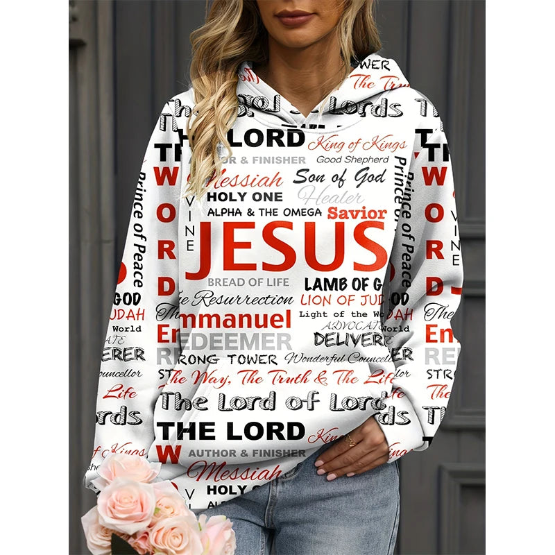 Jesus Letter 3D Print Hoodies Women Hooded Sweatshirts Hip Hop Streetwear Pullovers Harajuku Tracksuits Female Unisex Clothing